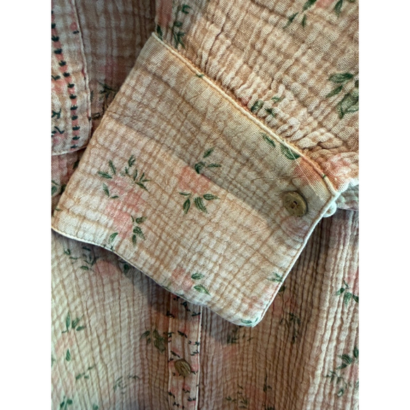 Easel Oversized Floral Print Cotton Gauze Washed Shirt Dress Mocha Mousse Size S - Picture 9 of 11